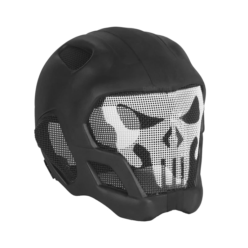 Tactical Adjustable Helmet Impact Resistance Skull Steel Mesh Mask Helmets Outdoor Hunting Paintball Sports Head Protector