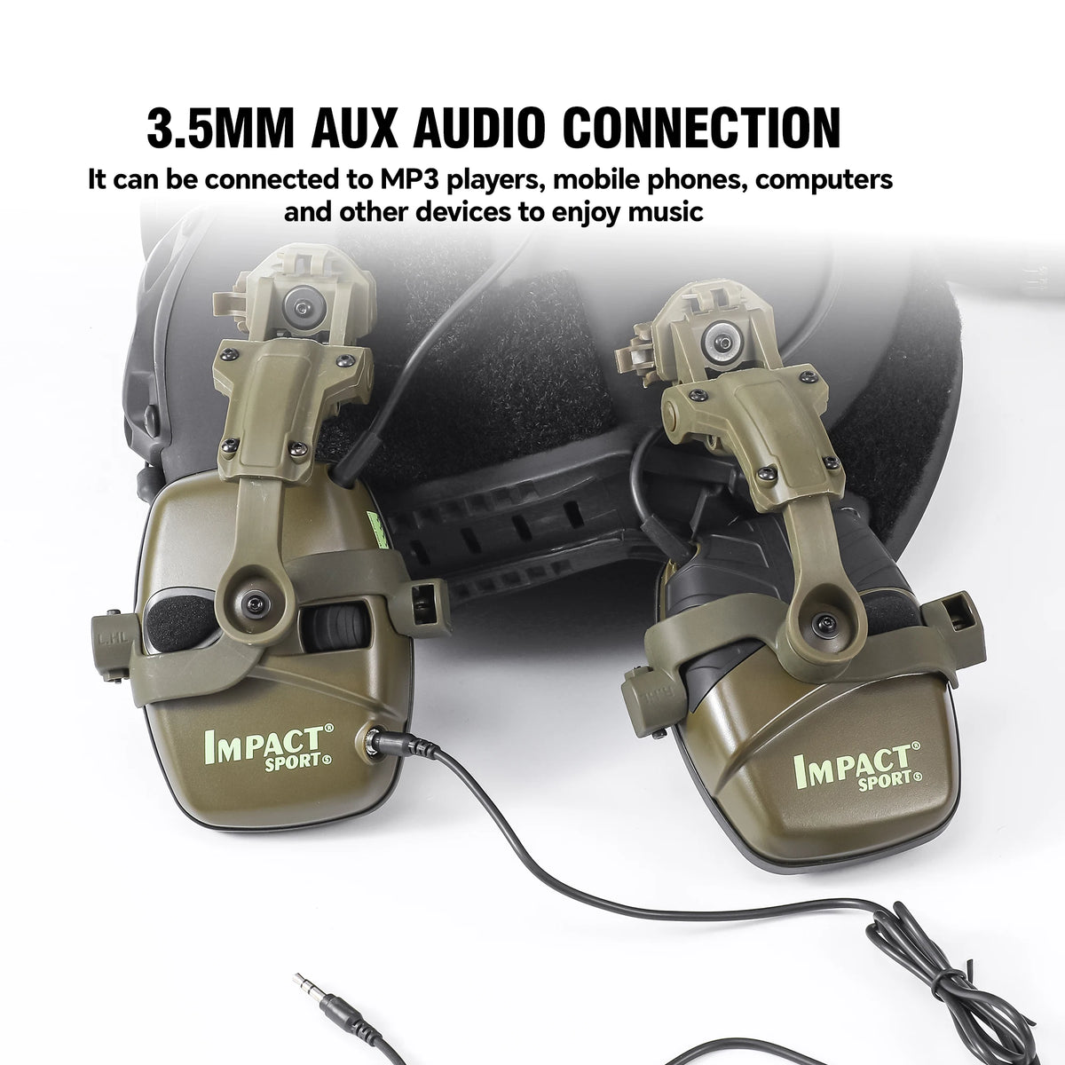 Tactical Helmet Mounted Electronic Earmuff FAST Rail Compatible Sound Amplification Noise Reduction Headset for Shooting Hunting