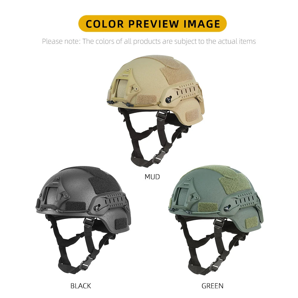 BOOIU Tactical Helmet MICH2000 FRP MH High Cut Helmet 8mm Fiberglass Airsoft Helmet Outdoor Sports Shooting Protect Equipment