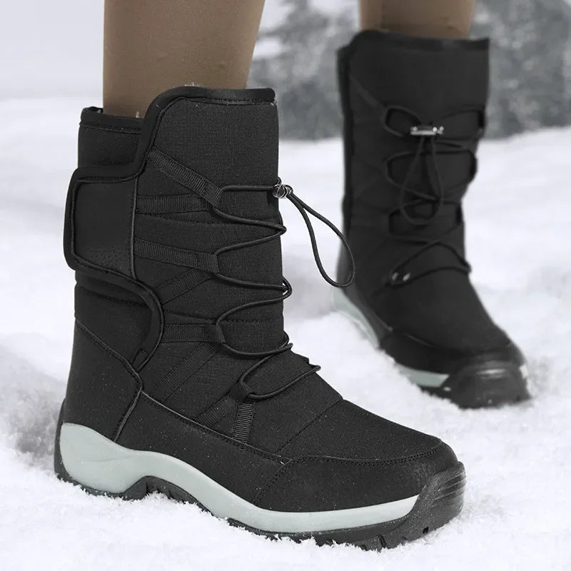 New Winter Hiking Boots Warm Plush Men's Boots High Top Couple Snow Boots Winter Outdoor Anti-Slip Ankle Boots Work Casual Boots