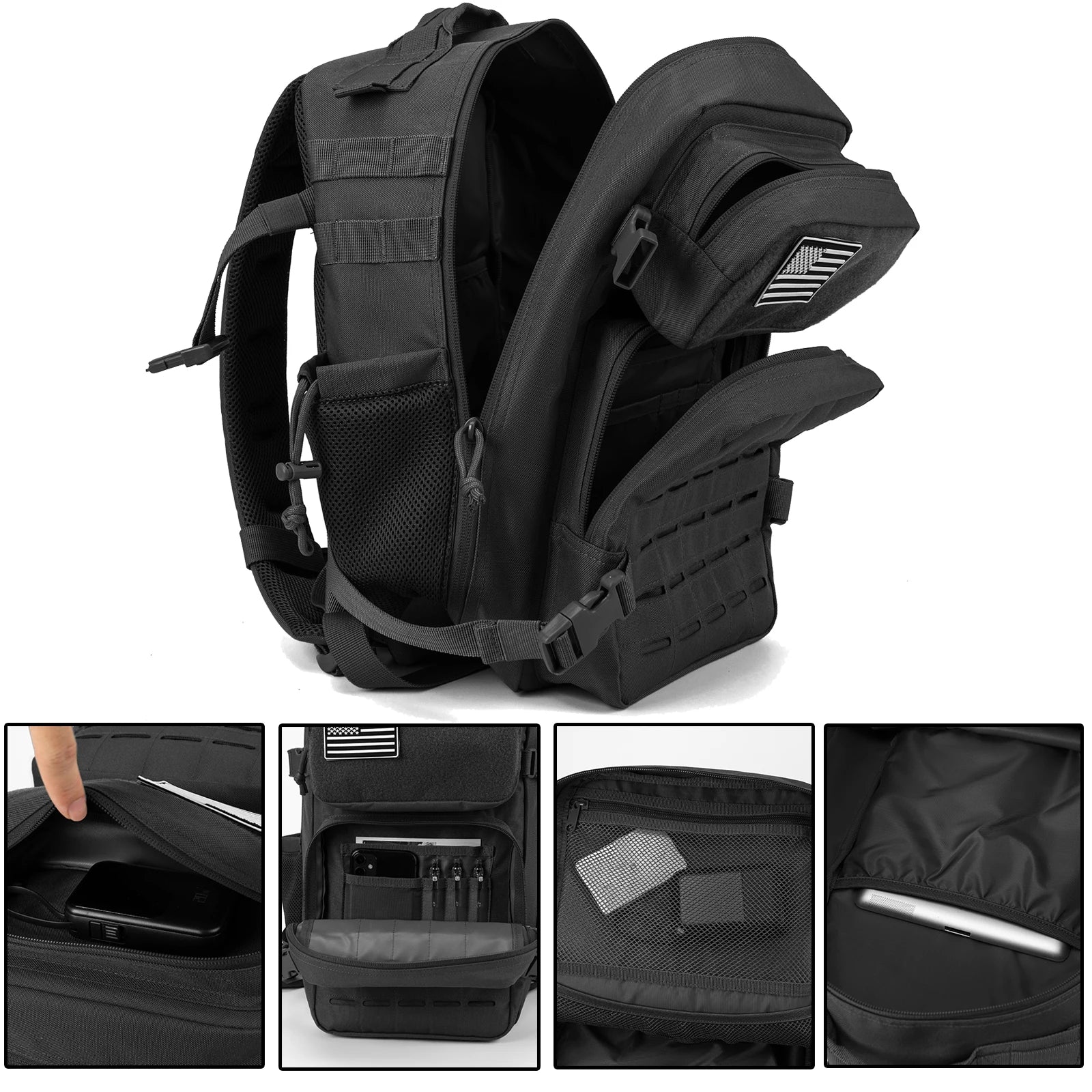 25L Tactical Backpack Outdoor Bag Fitness Backpack MOLLE Backpack Women's/Men's Hiking Survival Backpack Men's Dual Cup Holder
