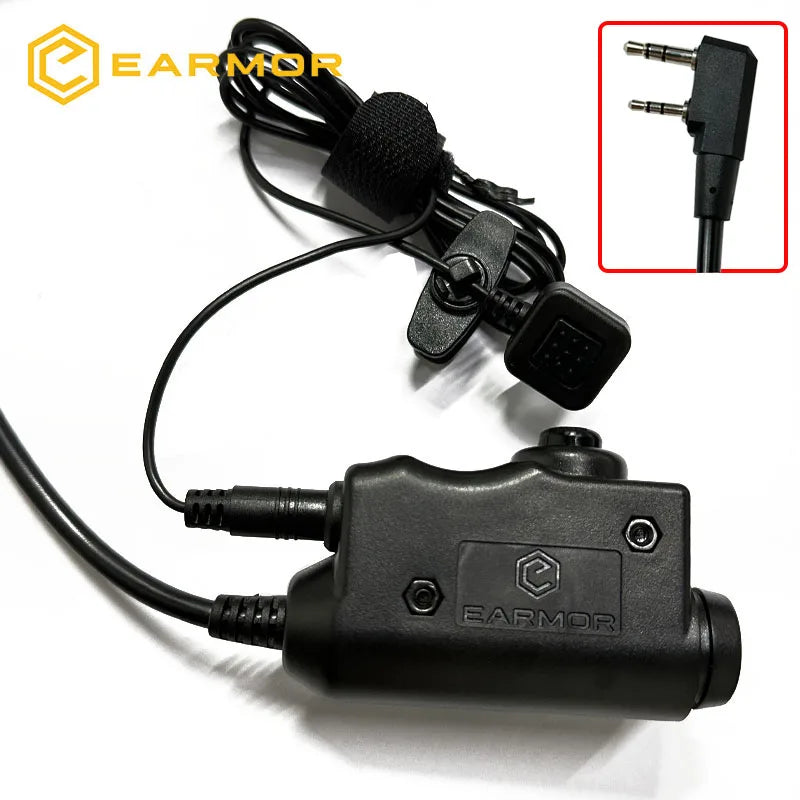 EARMOR Tactical PTT Tactical Headset Button activated push-to-talk PTT adapter M52 and KENWOOD radio interface