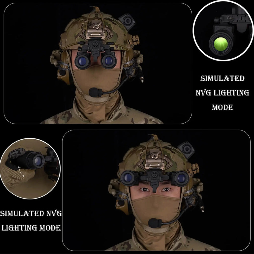 Tactical Fast Helmet Set Multifunctional 7-in-1 Airsoft Bump Helmet with Headphones NVG Model Signal Light for Paintball Cosplay