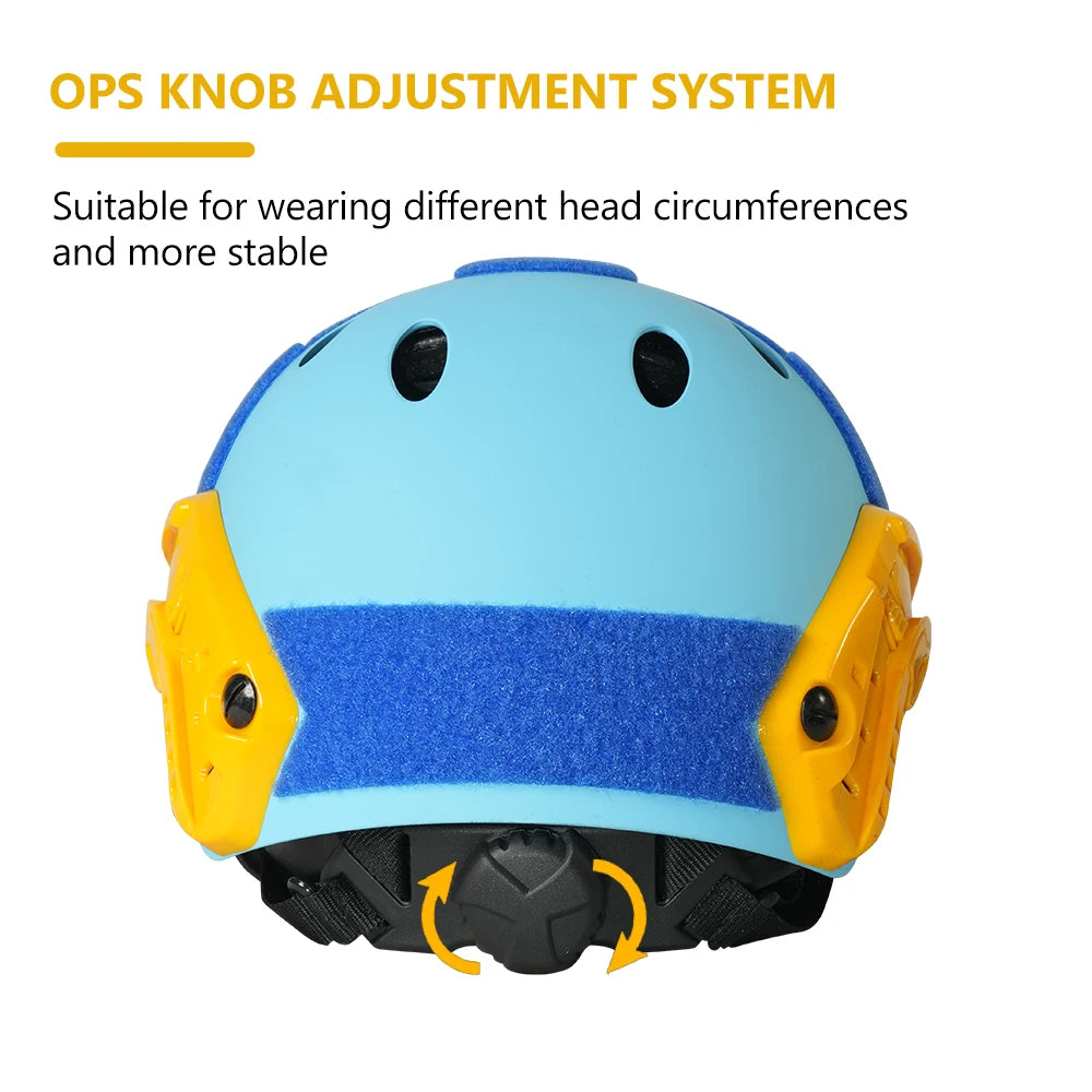 BOOIU Blue Tactical Helmet PJ Hole Rescue Lightweight Adjustable Knob Multifunctional Safety Training Emergency FAST Helmet Set