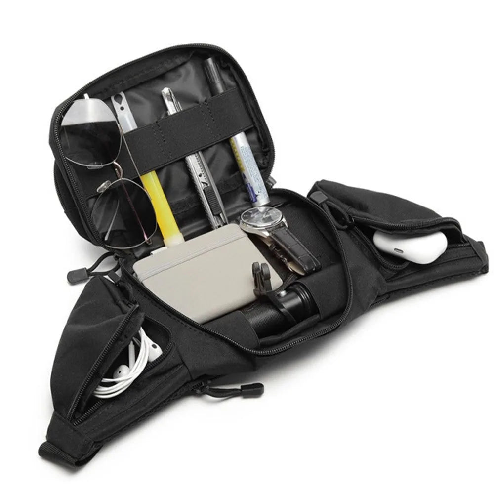 Tactics Outdoor Sports Multi-function Waist Bag with Badge and Buckle, Nylon Hiking Bike Fishing Phone Waist Bag, Men's Shoulder Bag