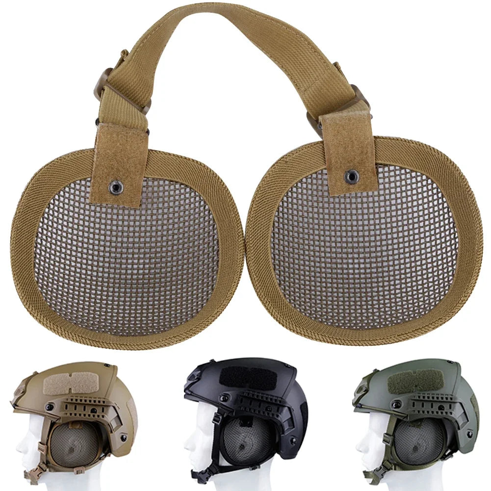 Tactical Steel Mesh Ear Protector Ear Muffs for Most Fast Helmets Outdoor Shooting Hunting Helmet Accessory