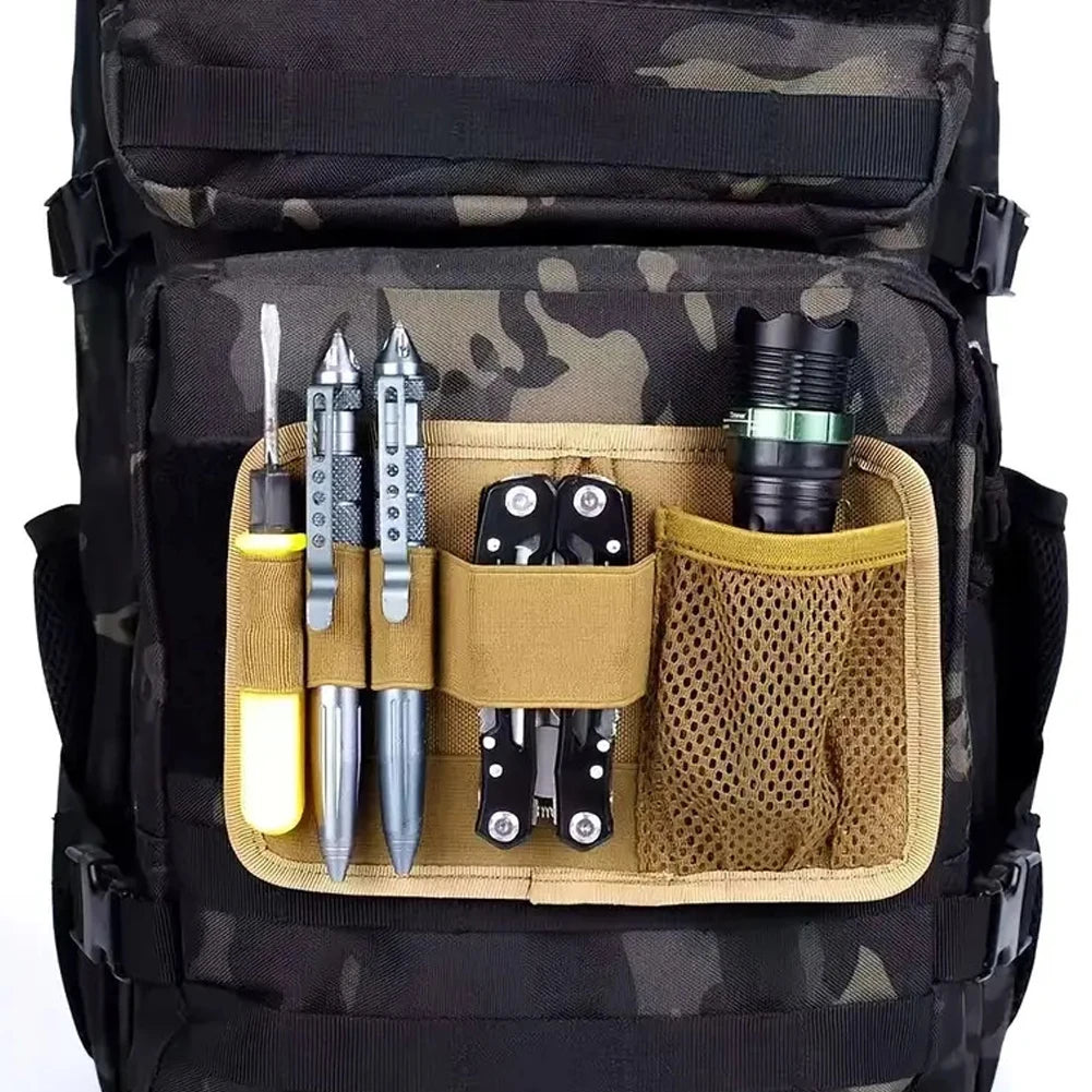 Tactical EDC Mesh Storage Pouch Hook Fasteners Modular Panel Organizer Adhesive Backboard Backpack Vest Expansion Accessory Bag
