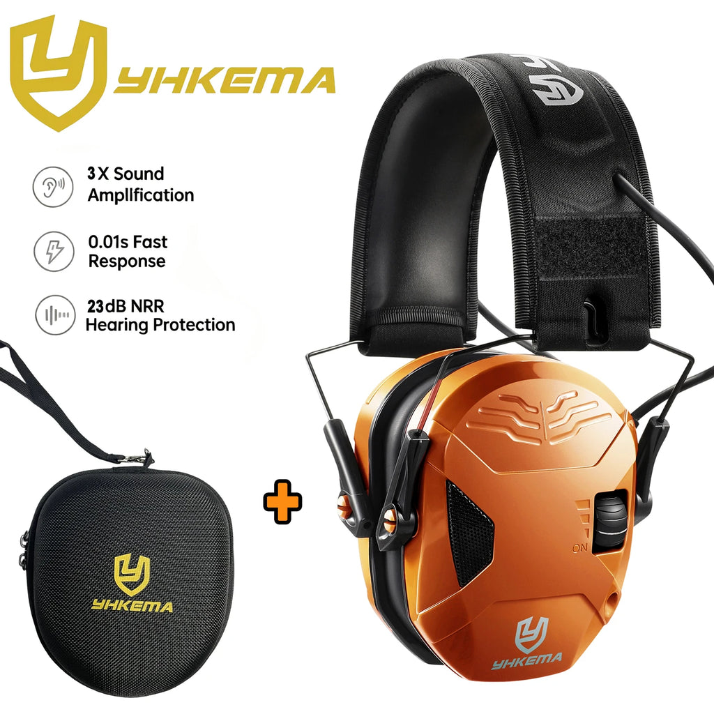YHKEMA Outdoor Tactical Electronic Shooting Headphone Anti-noise Headset with portable headset hard body storage case