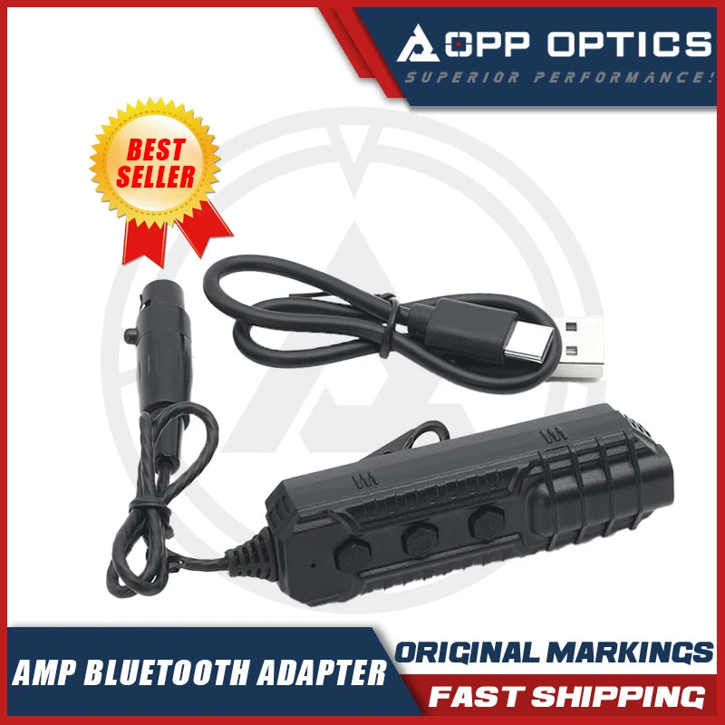 AMP BLUETOOTH ADAPTER Wireless AUX Adapter Provides Premium Stereo Sound for AMP Tactical Headset Stable Wireless Connection
