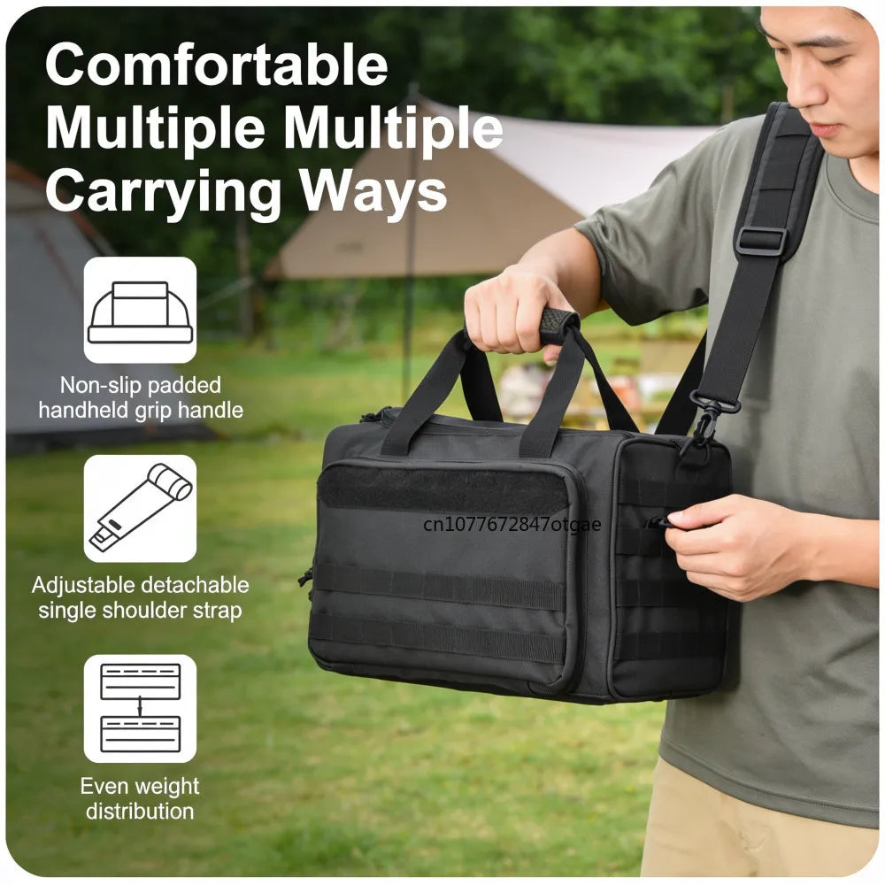 Gun Range Storage Bag Outdoor Hunting Accessory Nylon Gun Tactical Case Bags Pistol Tool Shoulder Pack Sniper Black