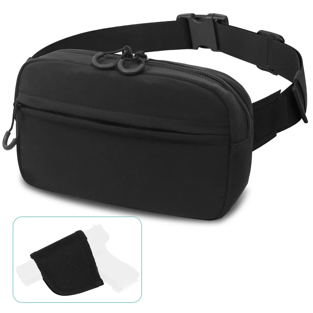 Concealed Carry Fanny Pack Tactical Belt Waist Bag with Universal Pistol Holster Handgun Pouch Sports Hiking Crossbody Sling Bag
