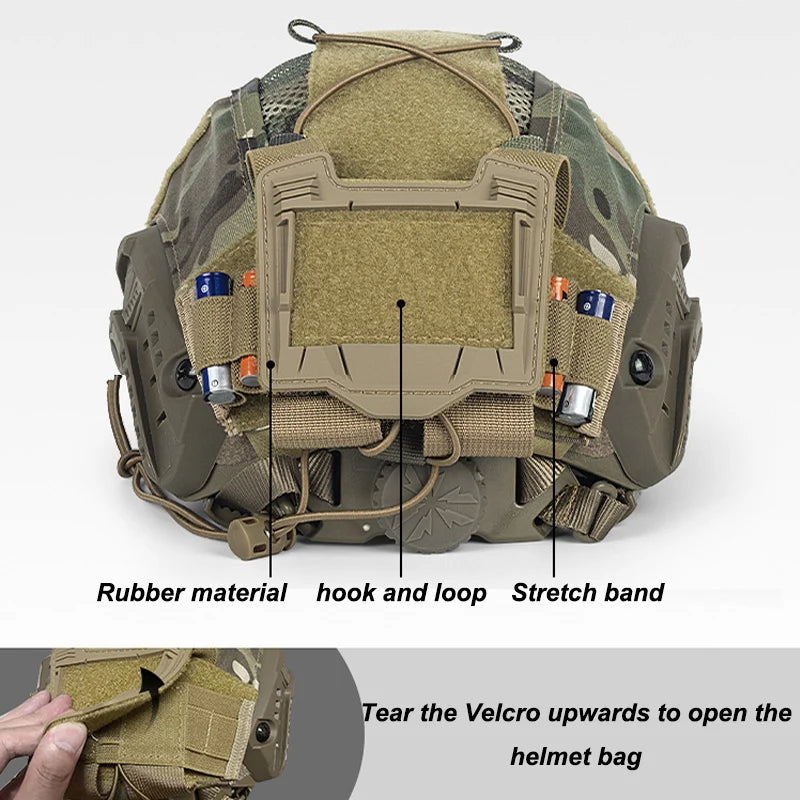Tactical Helmet Cover With NVG Battery Pouch for FAST MH PJ BJ OPS-Core Airsoft Helmet Paintball Hunting Accessories