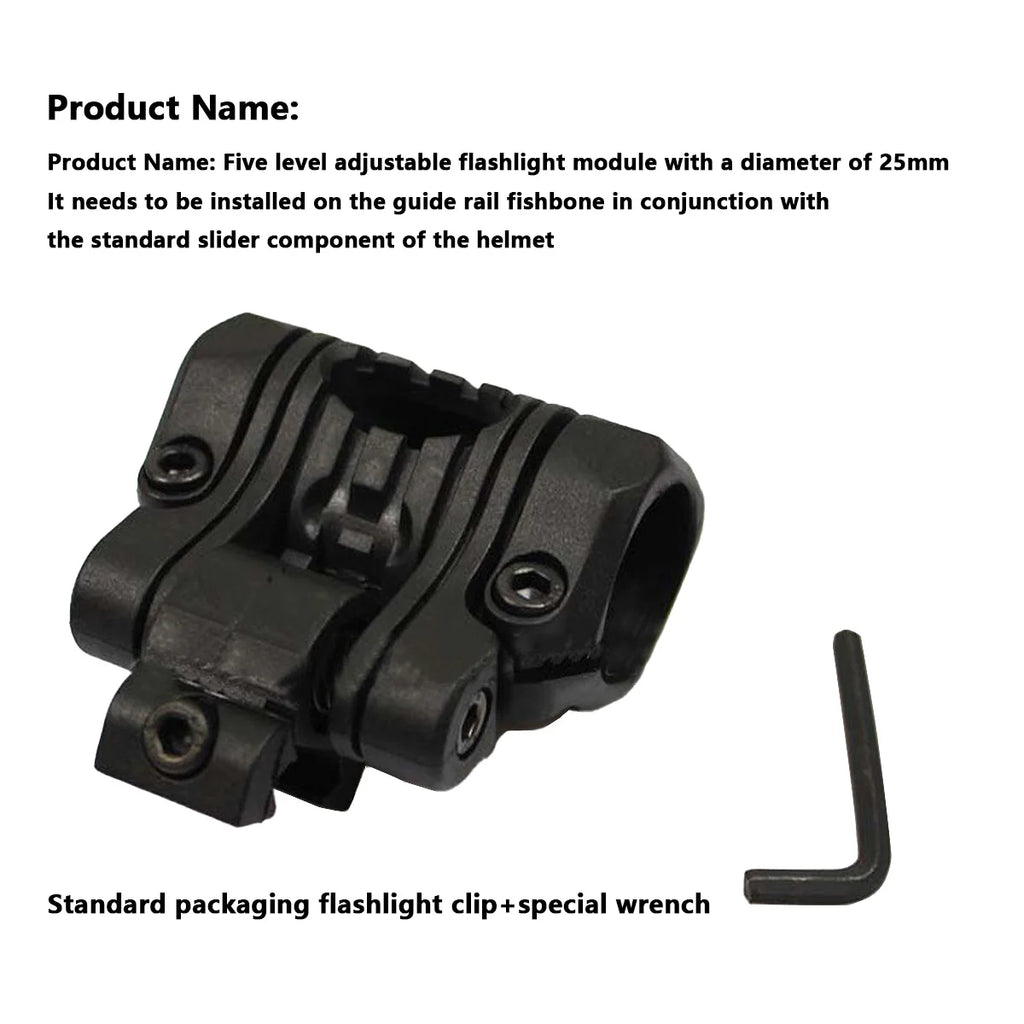 Tactical 25mm Helmet Flashlight Holder Multi-Angle Plastic Light Clamp Mount Accessory For Fast Helmets