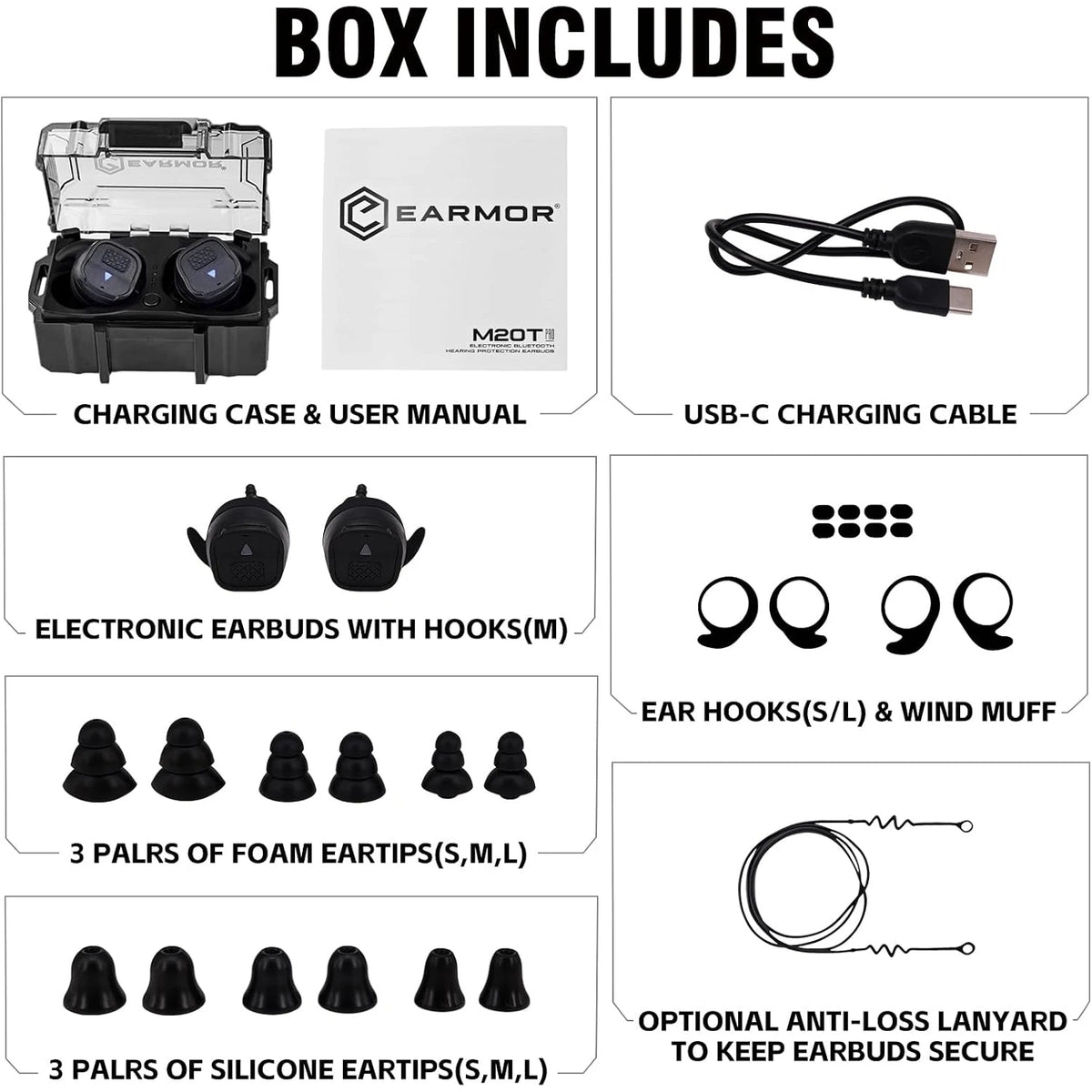 EARMOR M20T PRO Electronic Shooting Ear Protection, NRR 30dB Bluetooth 5.4 Noise Cancelling Sound Amplification