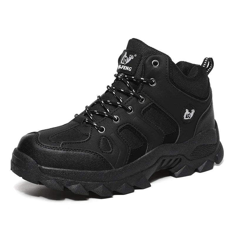 Large Size Winter Hiking shoes Men Snow Warm Fur Leather Hiking Boots Cowboy Sport Trekking Shoes Casual Black Outdoor Work