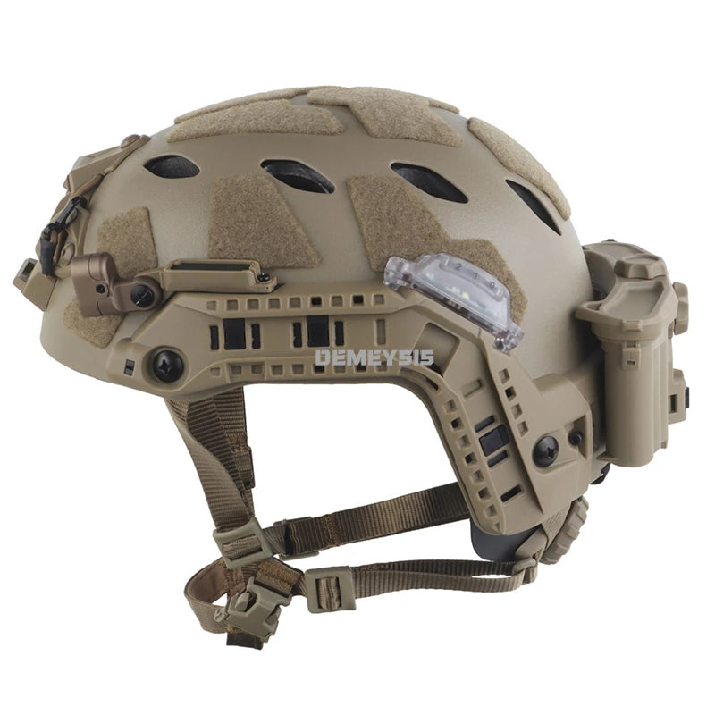 Tactical Helmet Modular Integrated ARC Rail Battery Box with Signal Light Outdoor Hunting Combat Shooting Airsoft Helmet Set