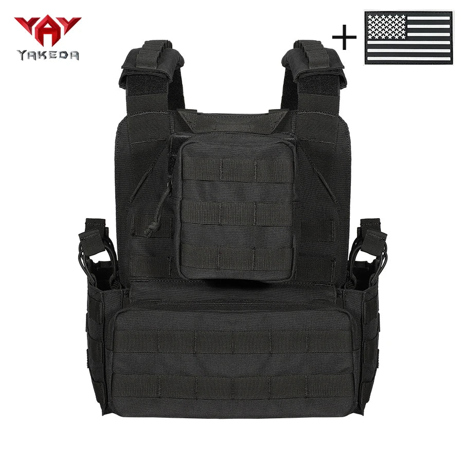 YAKEDA wear-resistant nylon multifunctional triple pack hunting vest hidden design large capacity main compartment