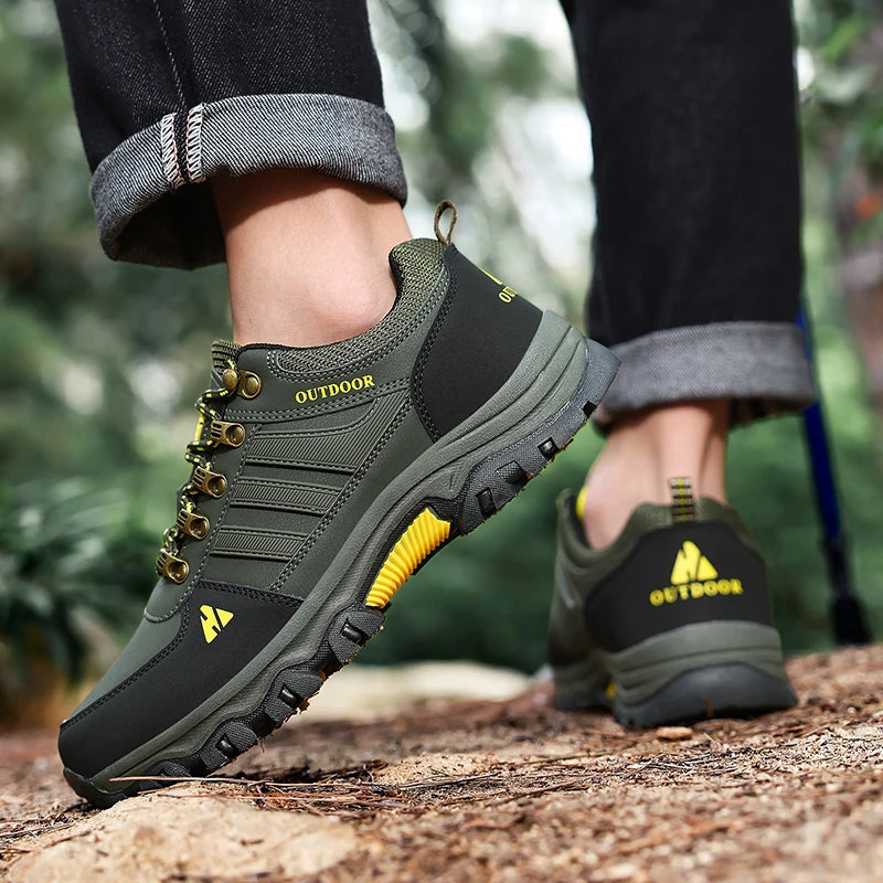Men's Hiking Shoes outdoor waterproof Leather Anti Slip Comfortable Hunting Walking Shoes Wear-resistant Casual Sneakers