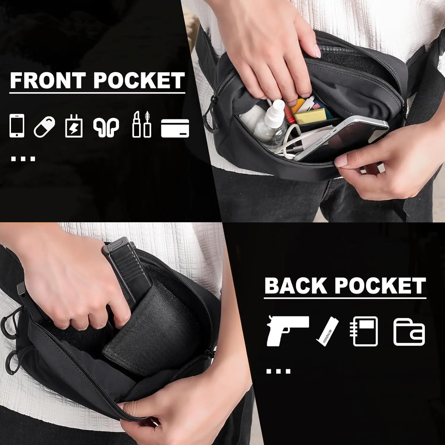 Women/Men's Gun Bag Tactical Gun Holster Bag Concealed Carry Pistol Fanny Pack Soft Waist Bag for Handgun G17 G19 G48 92FS