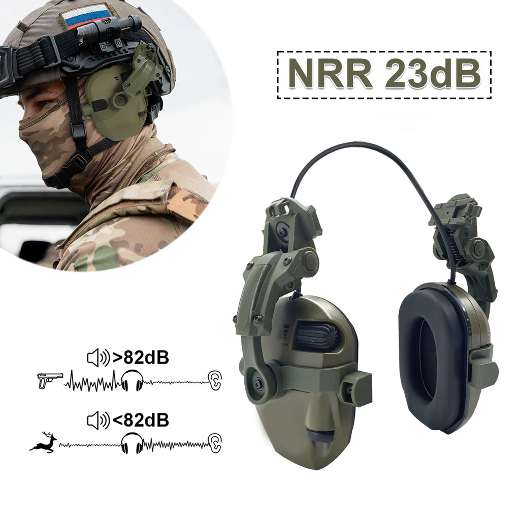 For Shooting Electronic Hearing NRR 23 Noise Protection Noise Reduction Active Hunting Headphone Active Helmet Mounted Earmuffs