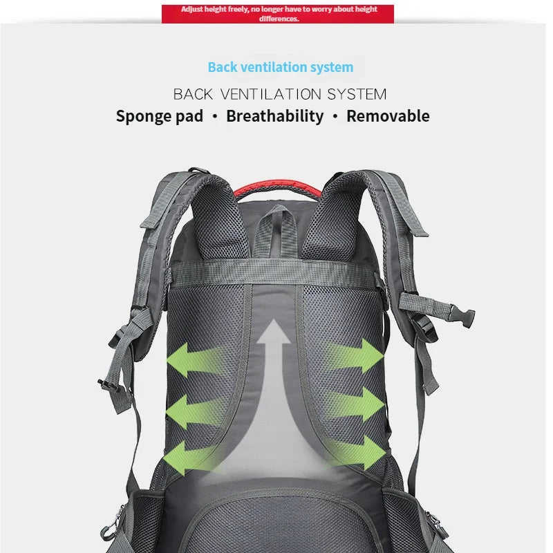 60L Travel MOLLE Backpack Camping Large Hiking Bag Rucksack Nylon Waterproof Outdoor Sports Climbing Mountaineering Bag Luggage