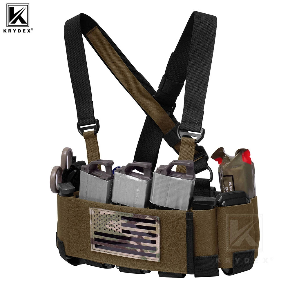 KRYDEX Tactical 556 Ready Chest Rig Low Vis Lightweight Concealed Carry Chest Rig Vest With Elastic Magazine Radio Tool Pouch