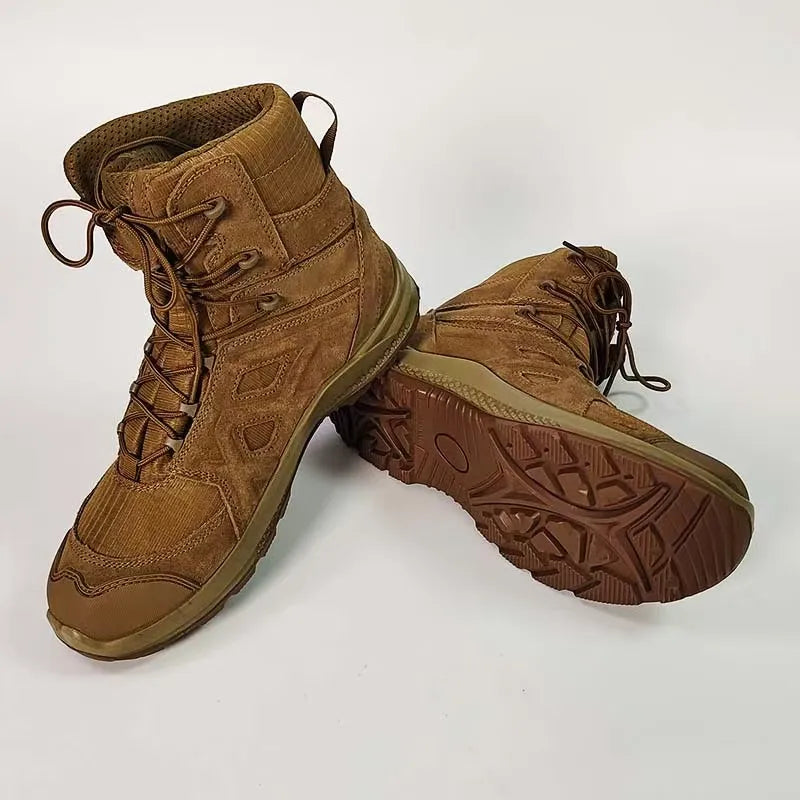 Men Tactical Combat Boots High top Outdoor Hiking Mountaineering Trekking Shoes Training Ankle Boots Male Sneakers 46
