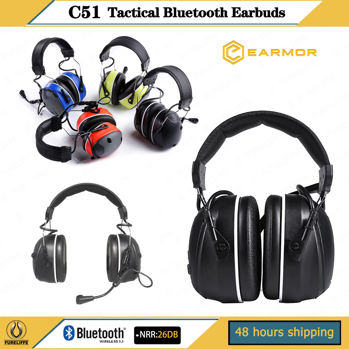 Hearing Protection Noise-proof Shooting Earmuffs EARMOR Bluetooth C51 Electronic Noise Canceling Tactical Communication Headset