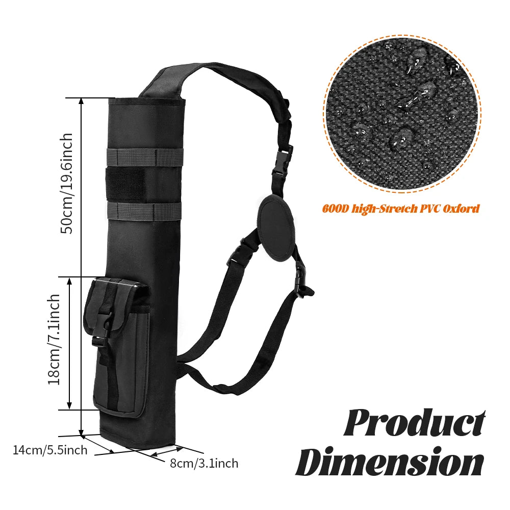 Archery Back Arrows Quiver Bag, Arrow Holder with Molle System and Pockets for Hunting Shooting Target Practice