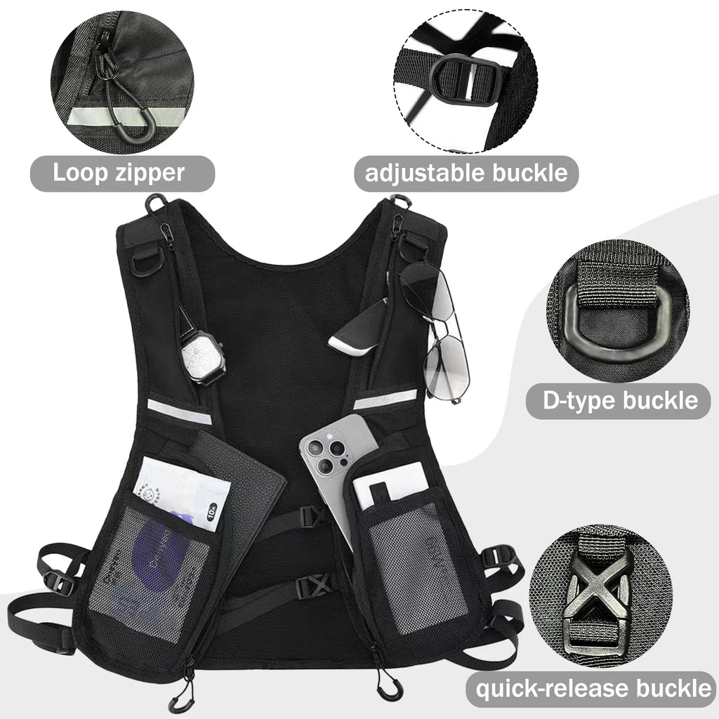 Lightweight Reflective Vest Safety Gear with Multi Pockets for Running Cycling Hiking, Secure Storage for Phone Wallet