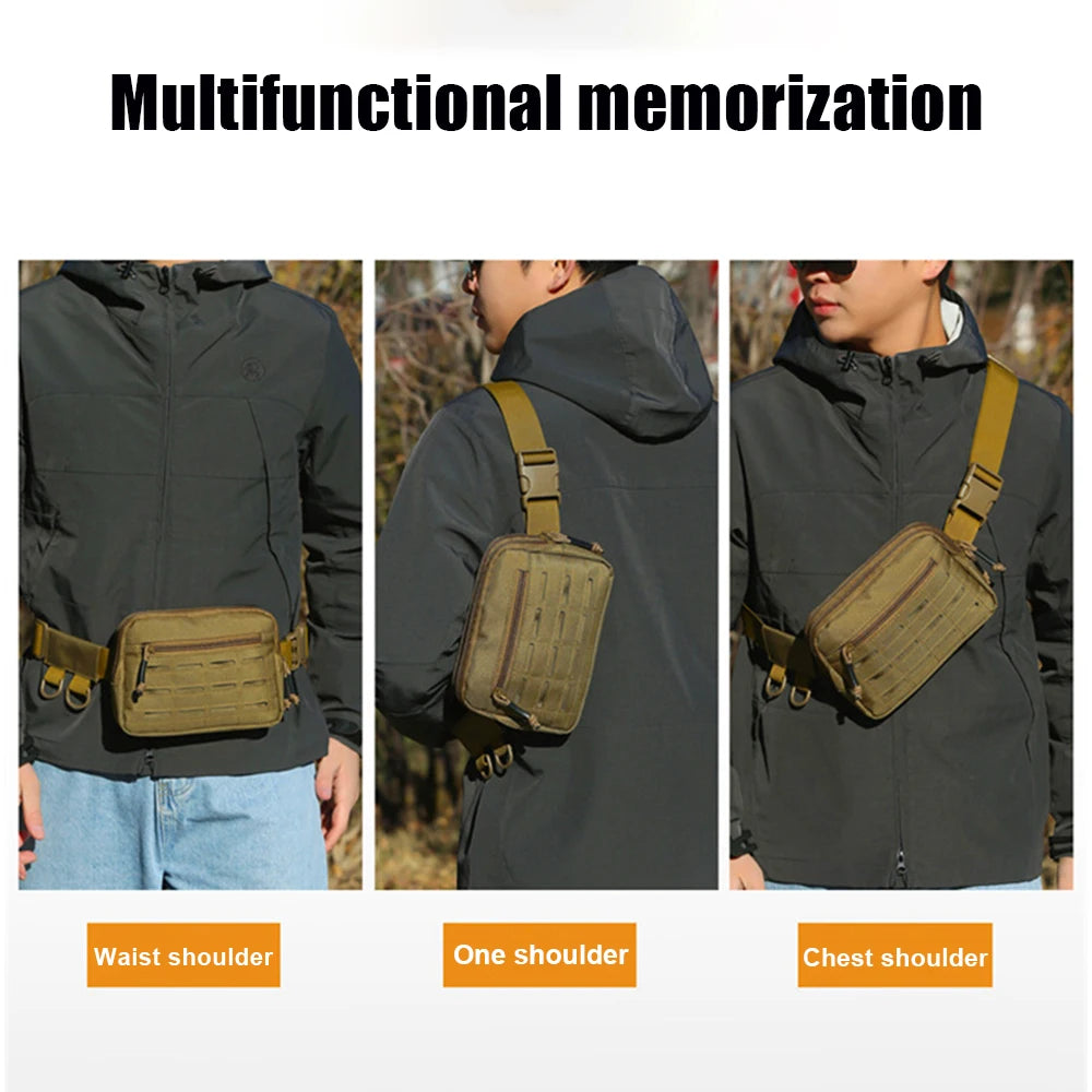 Tactical Molle Admin Pouch Utility EDC Organizer Bag Horizontal Modular Pouch Hunting Fanny Pack Adjustable Crossbody Sling Bag