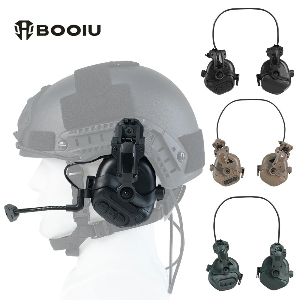 BOOIU Tactical Shooting Headset Fast Helmet 3.5mm Interface Pickup Headphones Tactical Training Communication Hearing Earmuff