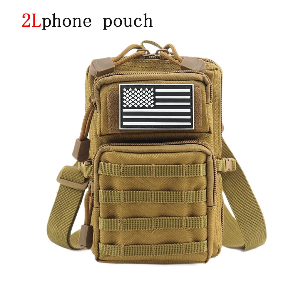 2L multi layered mobile phone bag waist hanging bag, with multiple ways of wearing, suitable for outdoor hiking trips