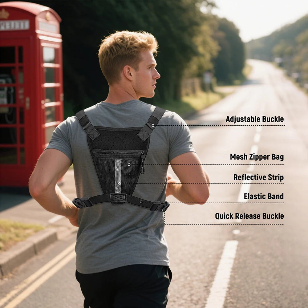 Tactical Running Vest Bag with Gun Holster Anti-Theft Chest Pack Outdoor Sports Running Vest Bag for Cycling Hiking Hunting