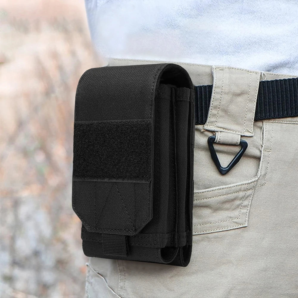 Molle Double-layer Cell Phone Pouch Tactical EDC Pouch Power Bank Bag Waist Accessories Pack Outdoor Hiking Mobile Phone Bag