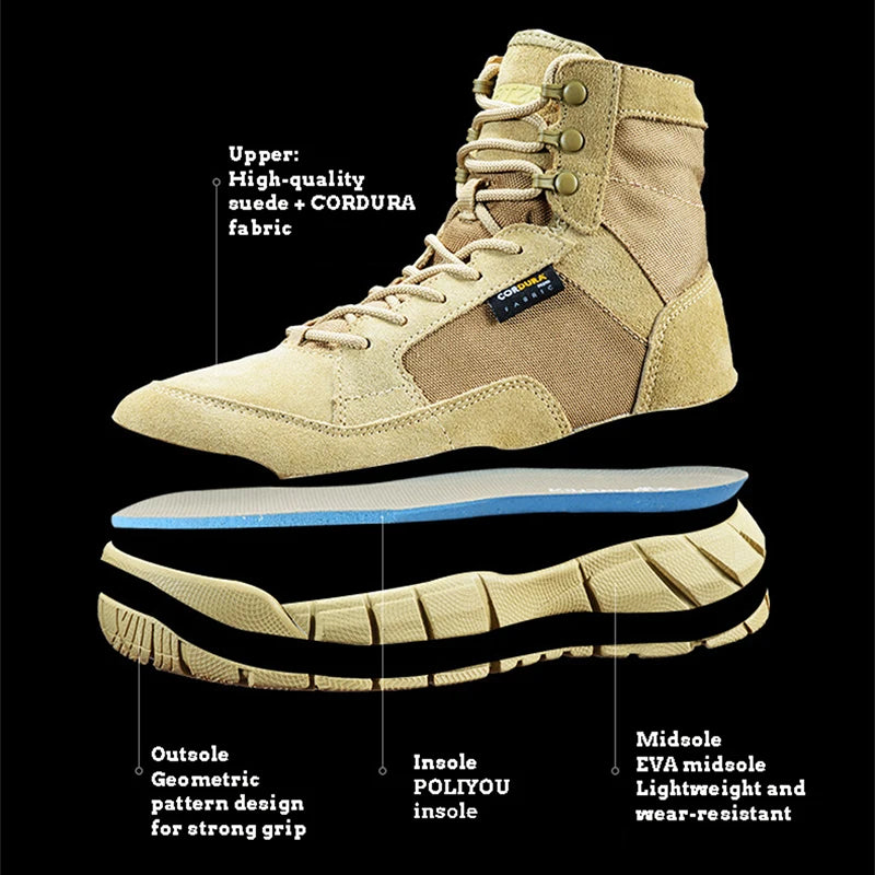 Men's Hiking Camping Hunting Shoes Outdoor Anti slip Tactical Boots High Quality Breathable Training Shoes Desert Boots