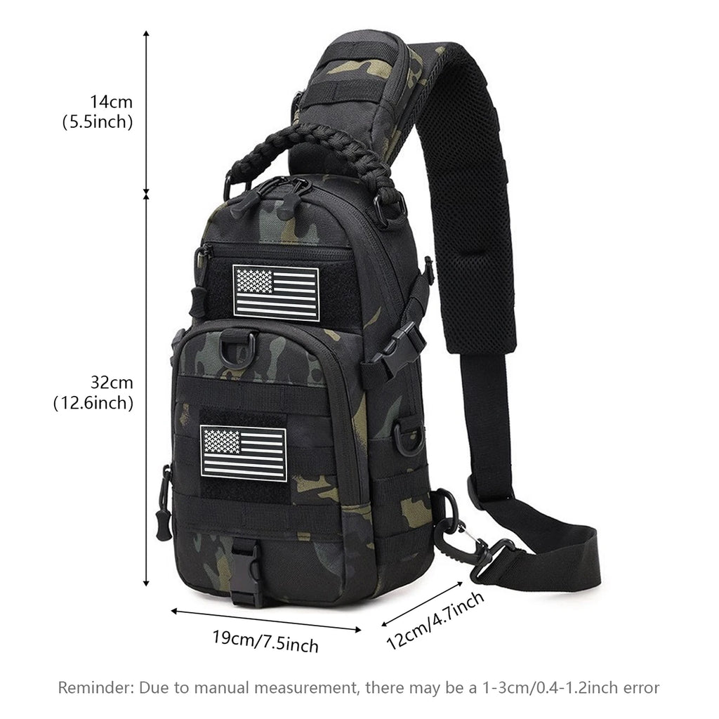 Multi functional crossbody chest bag Molle expansion system adjustable, widened, breathable single shoulder strap woven handle