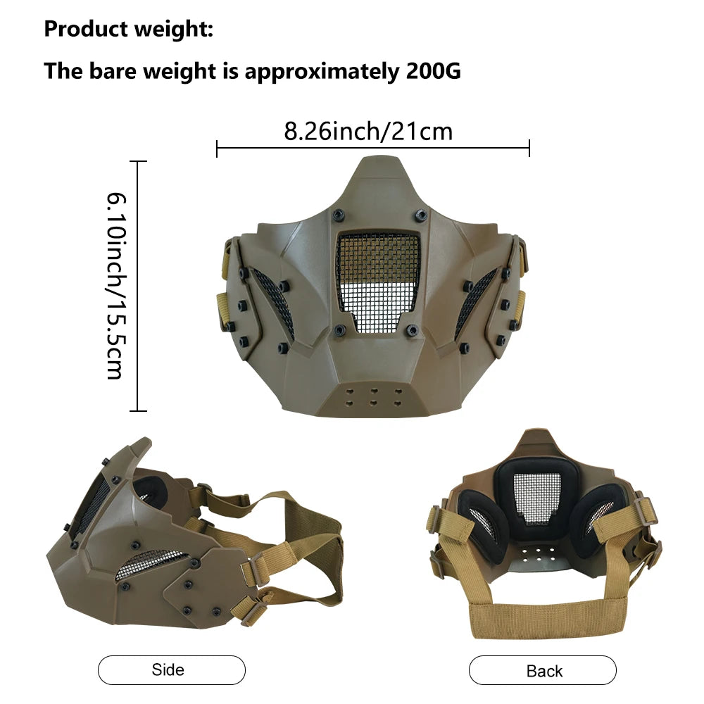 Tactical Half Face Metal Steel Mesh Mask Breathable For Paintball CS Airsoft Simulation Fit FAST Helmet Protective Accessory