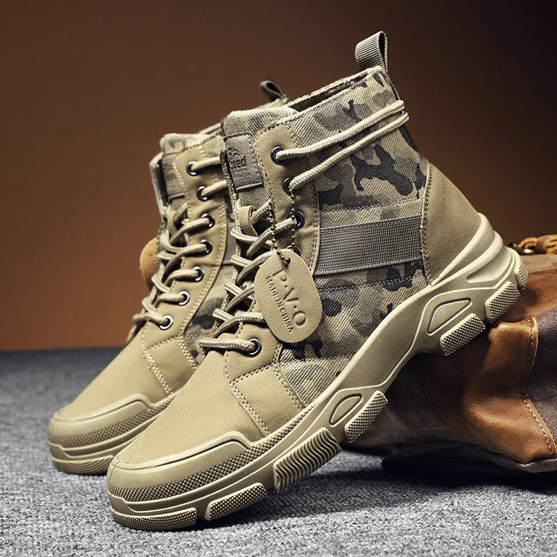 Autumn Winter Outdoot Booties Men Desert  Boots with Fur New Camouflage Fashion Casual  Boots Male Platform Shoes