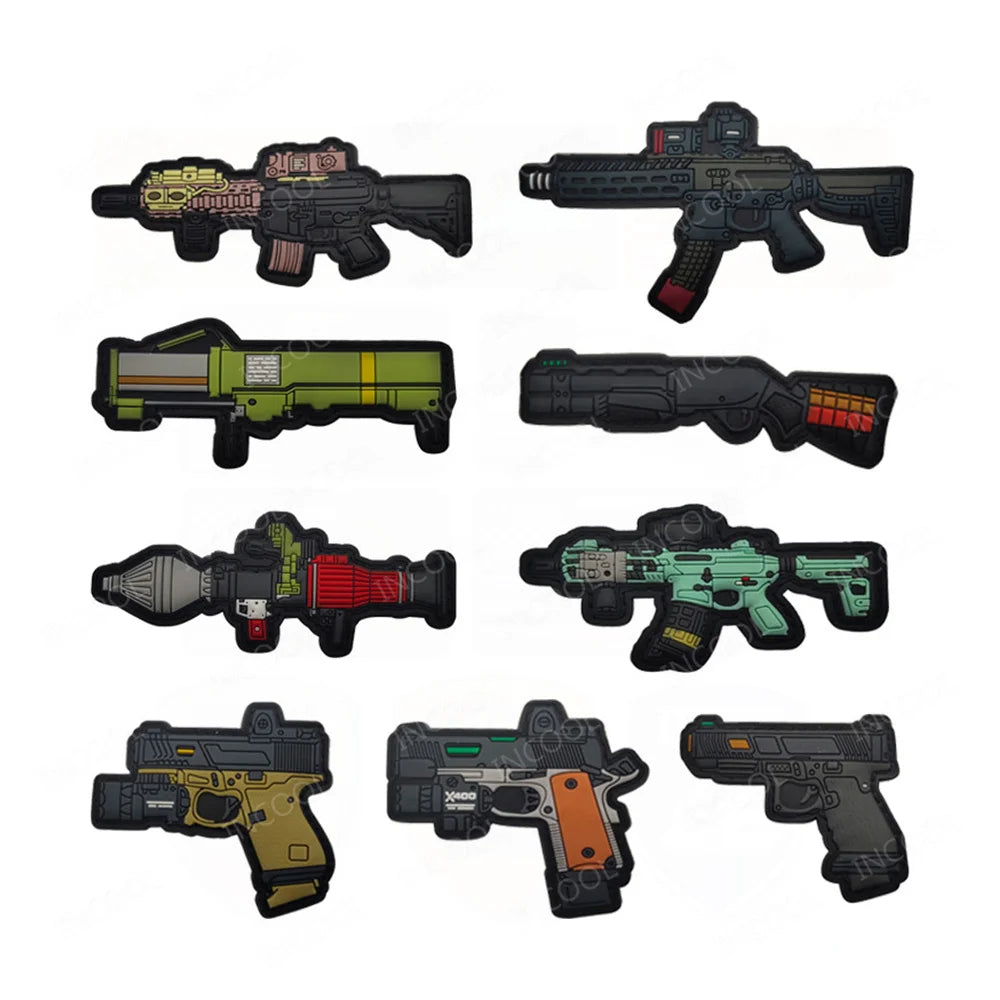 3D PVC Rubber Gun Patch AK47 Hook Patches Embroidered Target Shooting Therapy Decorative Appliqued For Clothing Backpack