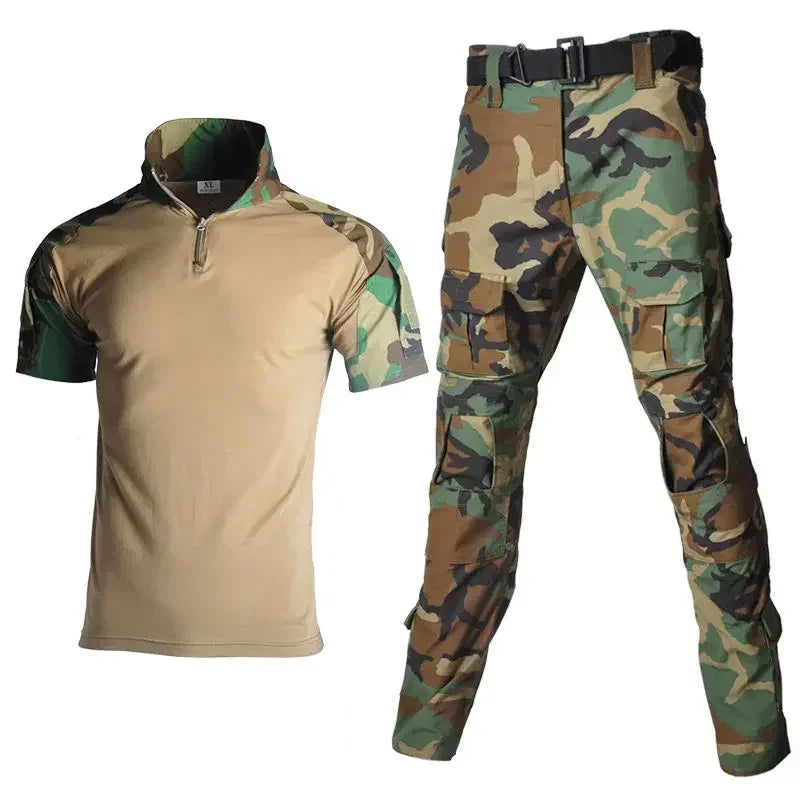 Summer Outdoor Camping Suits Tactical Shirt Men Frog Camouflage Uniform Pants Wear Multicam Sets Hiking Clothes No Pads