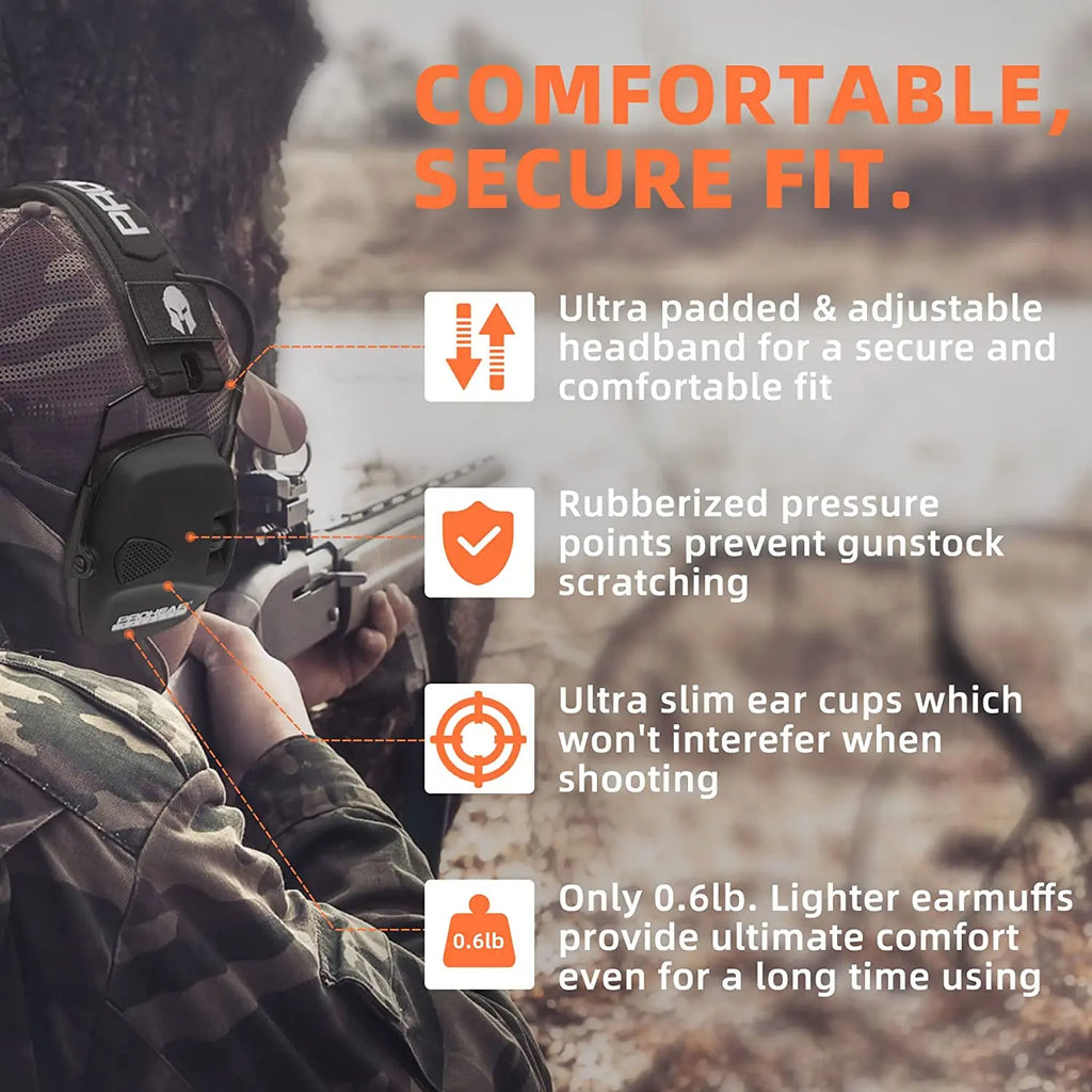 ZOHAN Electronic Shooting Earmuffs Active Noise Cancelling Ear Protectors Hearing Protection Gear NRR 23dB for Range Hunting