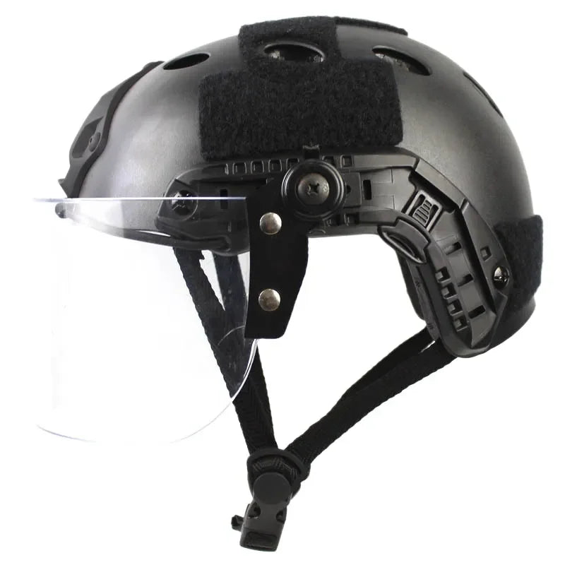 Tactical Helmet with Adjustable Padding and Chin Strap for Military Police Airsoft Compatible with FAST PJ MH CS Helmets