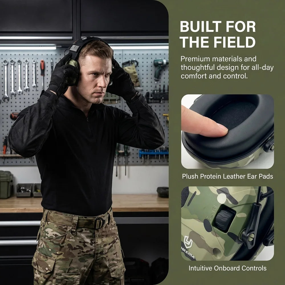 YHKEMA Outdoor Tactical Electronic Shooting Earmuff Anti-noise Headset Impact Sound Amplification Hearing protector