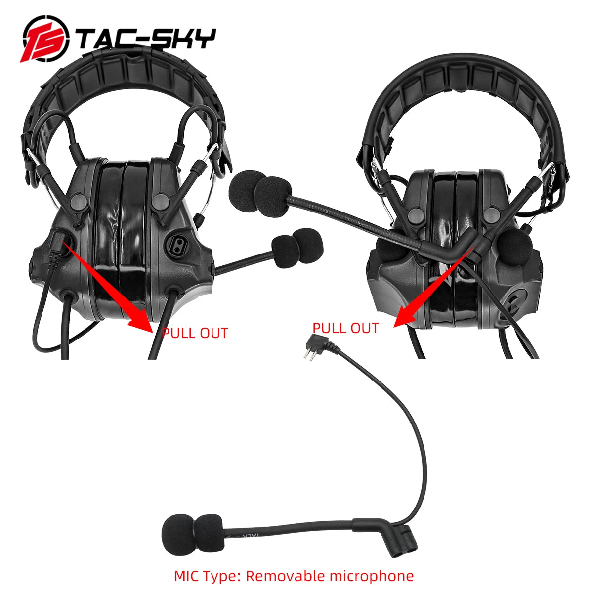 TAC-SKY COMTA III Dual Communication Tactical Headset New Detachable Headband Hunting Walkie-Talkie Shooting Headset Comta Iii