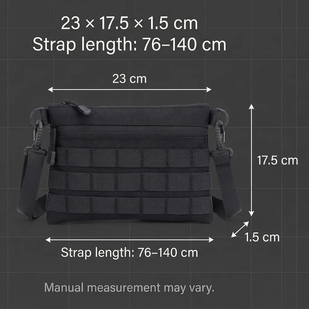 Tactical MOLLE Crossbody Bag Portable 600D Nylon Water Resistant EDC Shoulder Bag for Daily Commute Outdoor Hiking