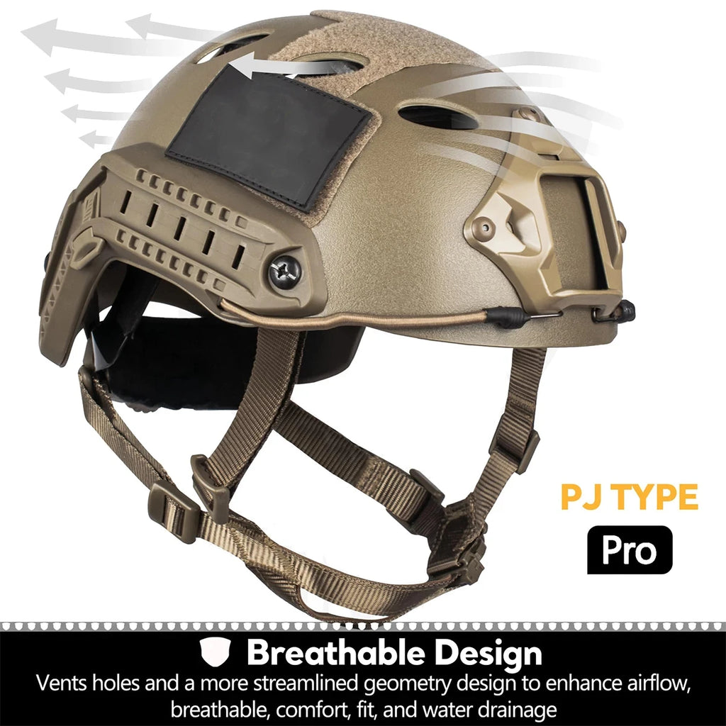 Tactical Airsoft Helmet Set FAST Protective Helmet with Helmet Cover Inner Pad Counterweight Pouch Mask for Hunting Role Playing