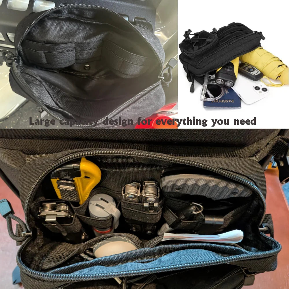 Tactical Molle Horizontal Admin Pouch with Front Drawstring Pocket EMT Pouch EDC Utility Orgaznier Bag