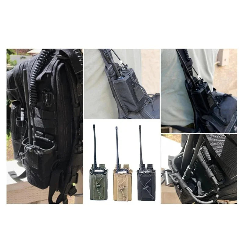 Tactical Walkie-Talkie Bag Radio Case Intercom Universal Pouch for Duty Belt Radio Holster Hiking Hunting Camping Adventure