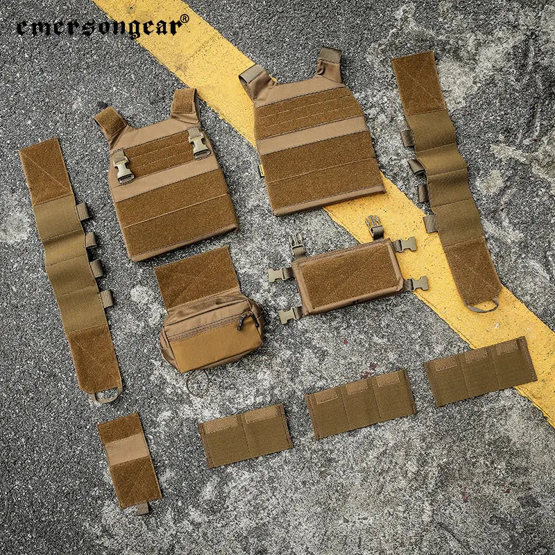 Emersongear For FCS Hunting Vest W/MK Chest Rig Set Multi-Purpose Plate Carrier W/ Pouch Elastic Cummerbund Sack Bag Trekking